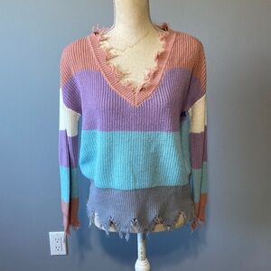 Nikkak knitted sweatshirt multicolored frayed